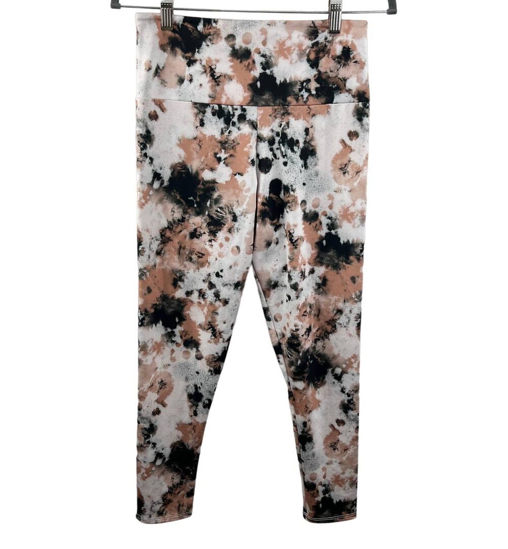 ONZIE Tan Black High-rise Tiedye Pocket Crop Leggings Compression Performance L